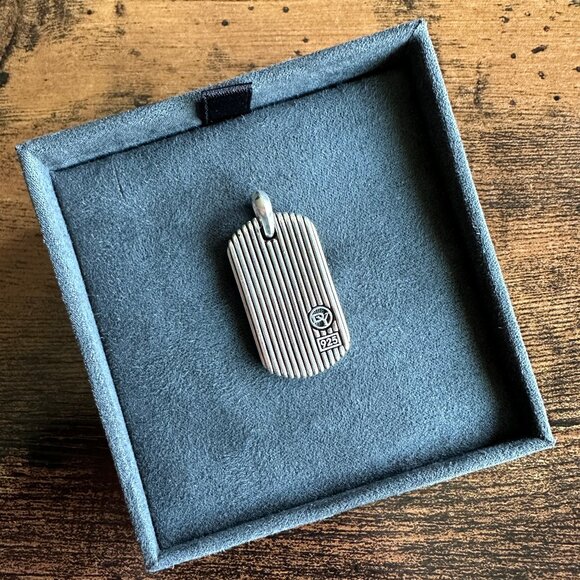 David Yurman Royal Cord Dog Tag Pendant - RARE - Picture 1 of 12